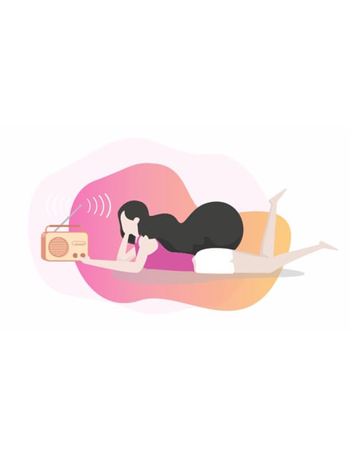 Graphic of female enjoying music